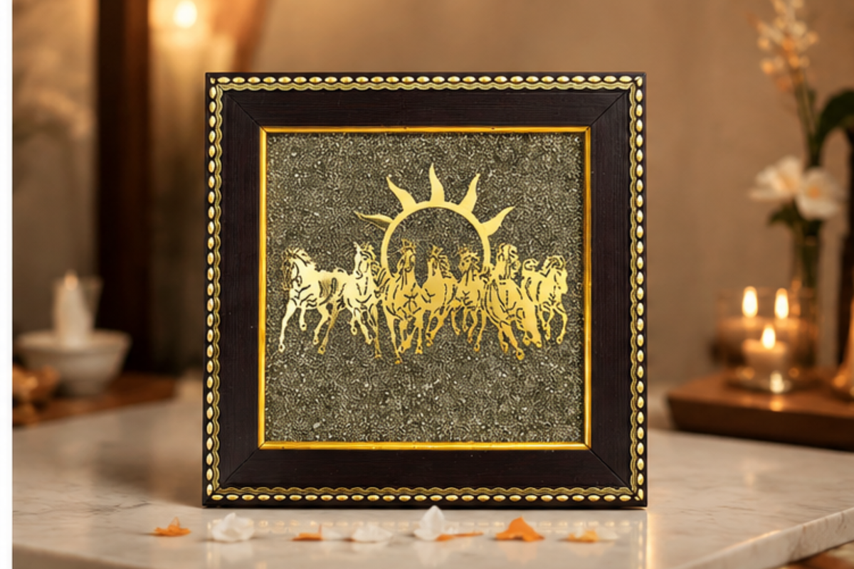 7 Horses Pyrite Frame | Symbol of Success, Strength & Prosperity