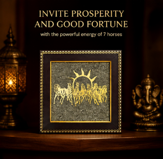 7 Horses Pyrite Frame | Symbol of Success, Strength & Prosperity