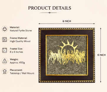 7 Horses Pyrite Frame | Symbol of Success, Strength & Prosperity